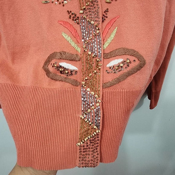 Parisian Signature Beaded Button Front Knit Cardigan Sweater Women's Size XL - Picture 8 of 12